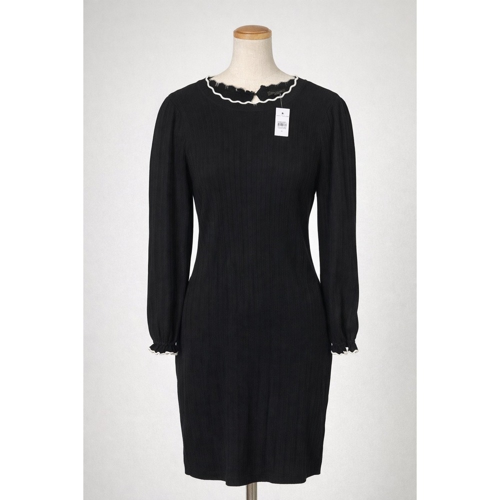 Ann Taylor Ribbed Scalloped Neckline Sweater Dress NWT M elegant chic cozy